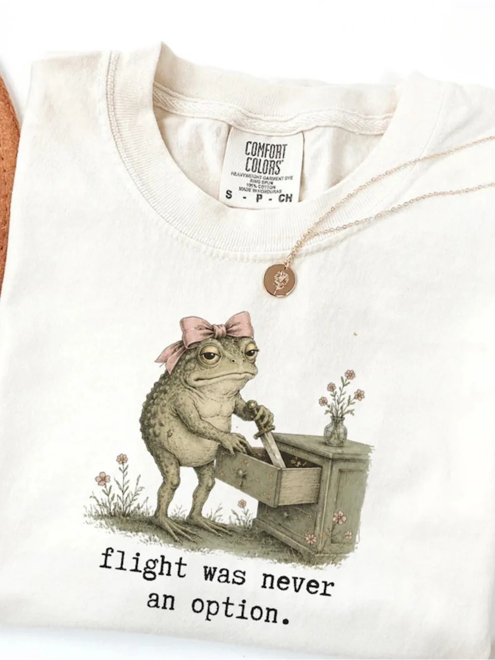 Comfort Colors White Graphic Tee with Frog Illustration